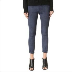 THEPERFEXT Brittany Suede Leather Pants with Hidden Zipper Navy Blue Sz S